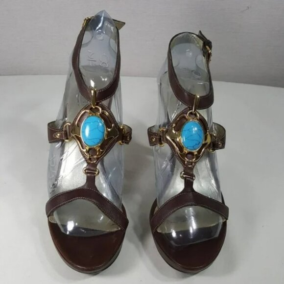 Pelle Moda Womens Sandals Size 9.5 Embellished Ankle Strap Open Toe Heels Shoes - Picture 5 of 8